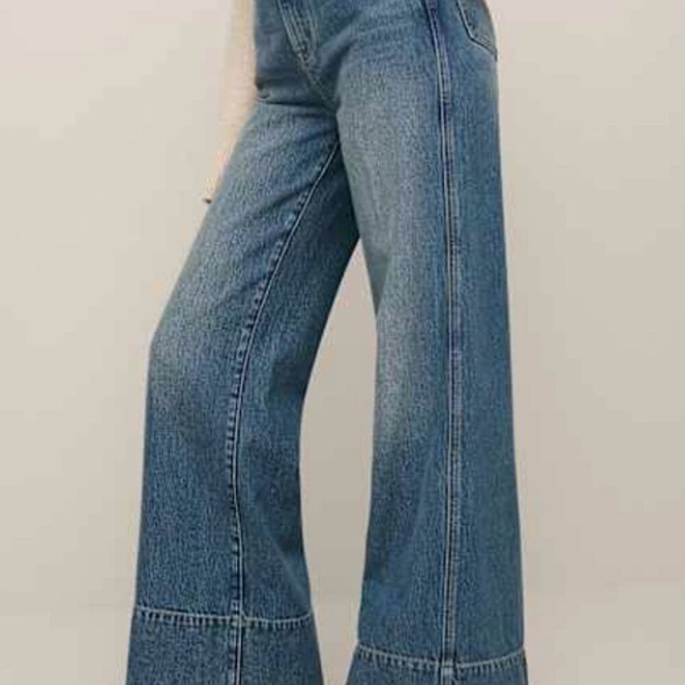 Reformation “Penney” Wide-Leg High-Rise Jeans – Size 28